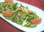 ゴーヤと豚肉のオイスター炒め　Oyster stir-frying of go-ya and pork